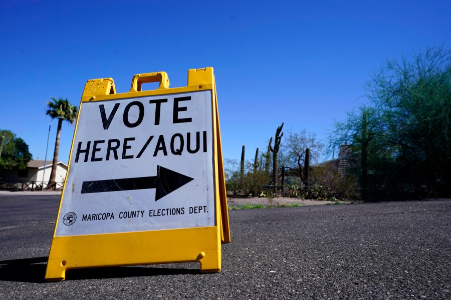 A voting sign in Phoenix, Arizona on Oct. 12, 2022.