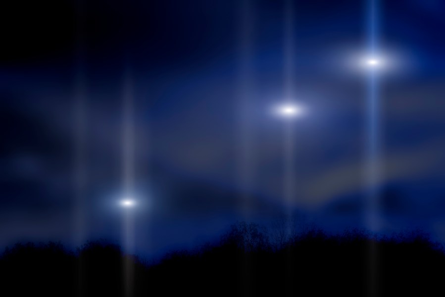 A picture of lights glowing in the sky.
