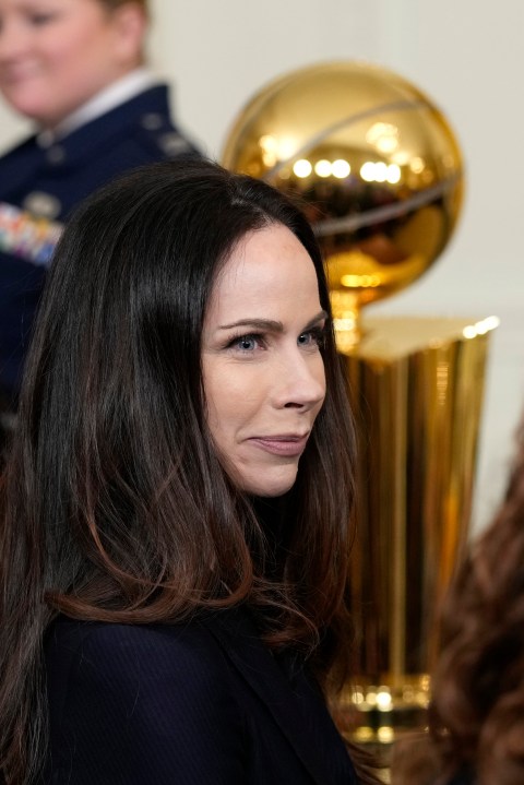 FILE - Barbara Bush, daughter of former President George W. Bush and first lady Laura Bush, attends an event to welcome the 2022 NBA champion Golden State Warriors to the East Room of the White House in Washington, Tuesday, Jan 17, 2023. The former first daughter, very quietly in deference to her desire to keep many details of her life private, has worked for the NBA for the past year after connecting with the league during the pandemic on some health-related and social justice initiatives. The league has now announced that Bush was recently promoted to lead its social responsibility department, helping oversee initiatives surrounding racial justice, public service, health matters including mental health, community partnerships and more. (AP Photo/Susan Walsh, File)