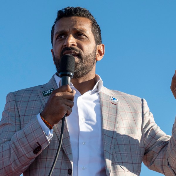 Kash Patel speaks at a rally in Minden, Nev., Oct. 8, 2022.