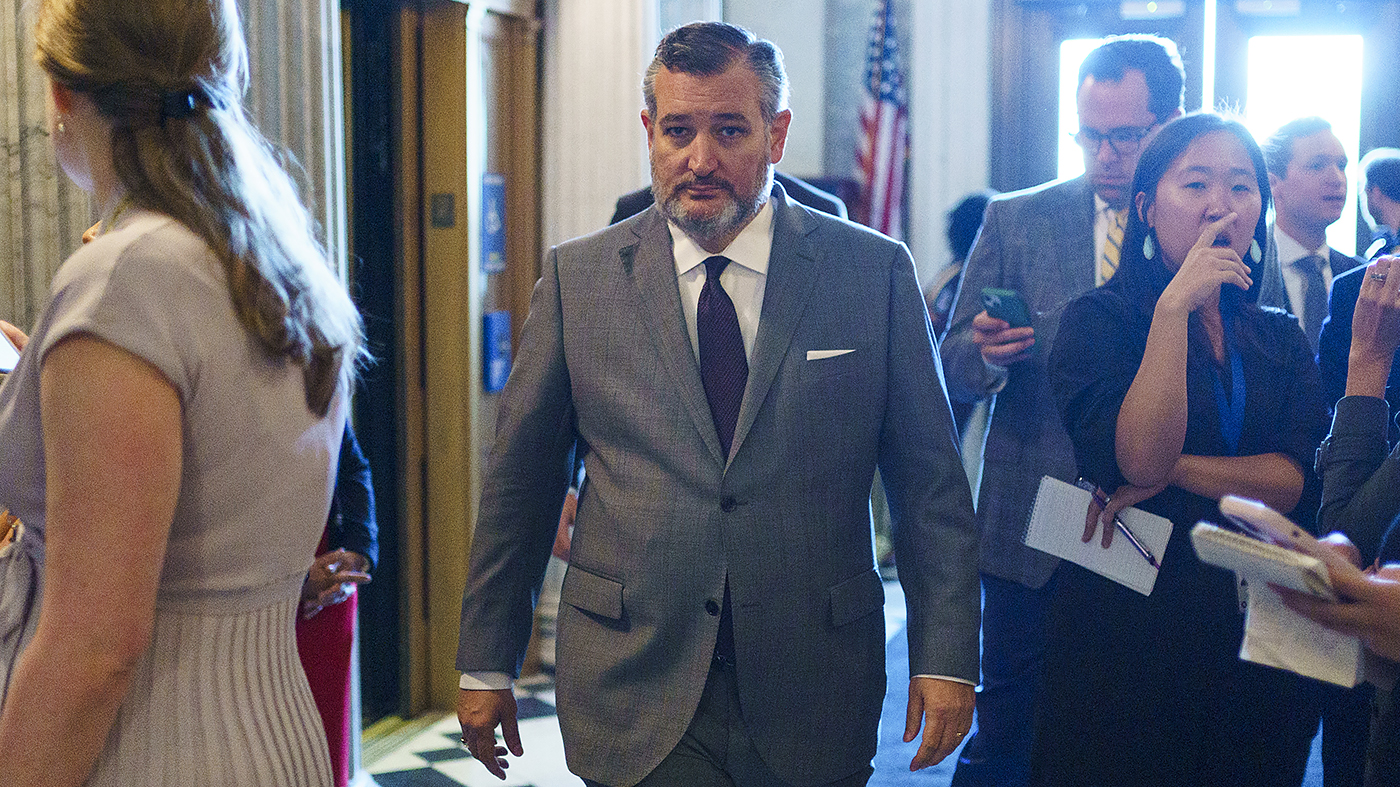 Ted Cruz is seen outside the Senate Chamber.