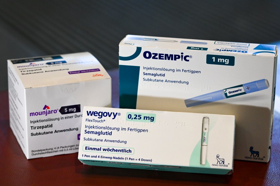 Slimming syringes of the brands "Wegovy", "Ozempic" and "Mounjaro."