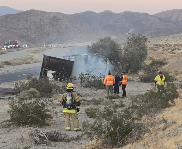 A big rig crash and fire.