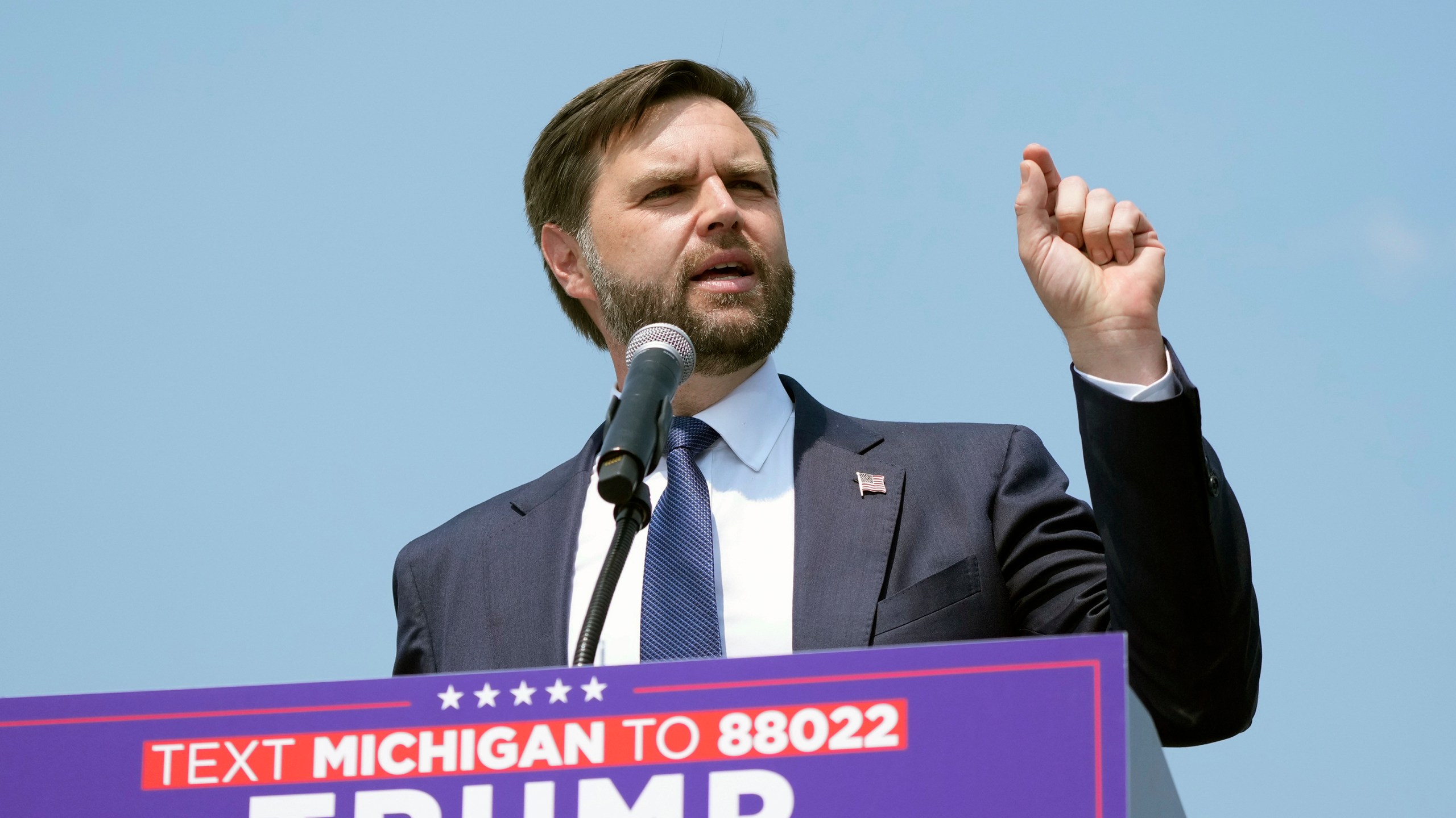 JD Vance speaks at a campaign event.