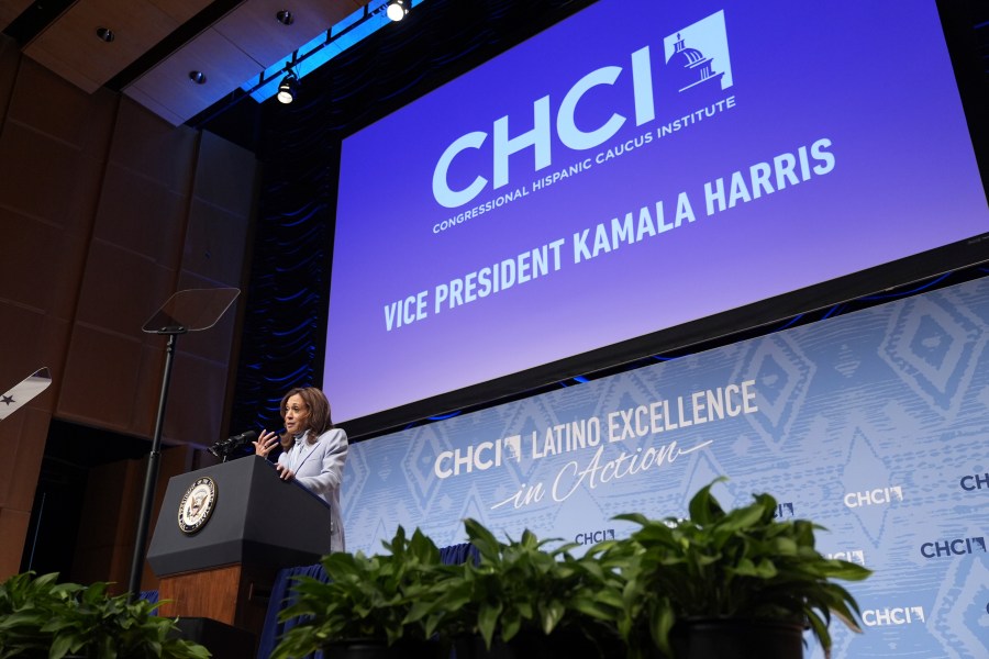Democratic presidential nominee Vice President Kamala Harris speaks at the Congressional Hispanic Caucus Institute (CHCI) leadership conference, Wednesday, Sept. 18, 2024, in Washington. (AP Photo/Jacquelyn Martin)