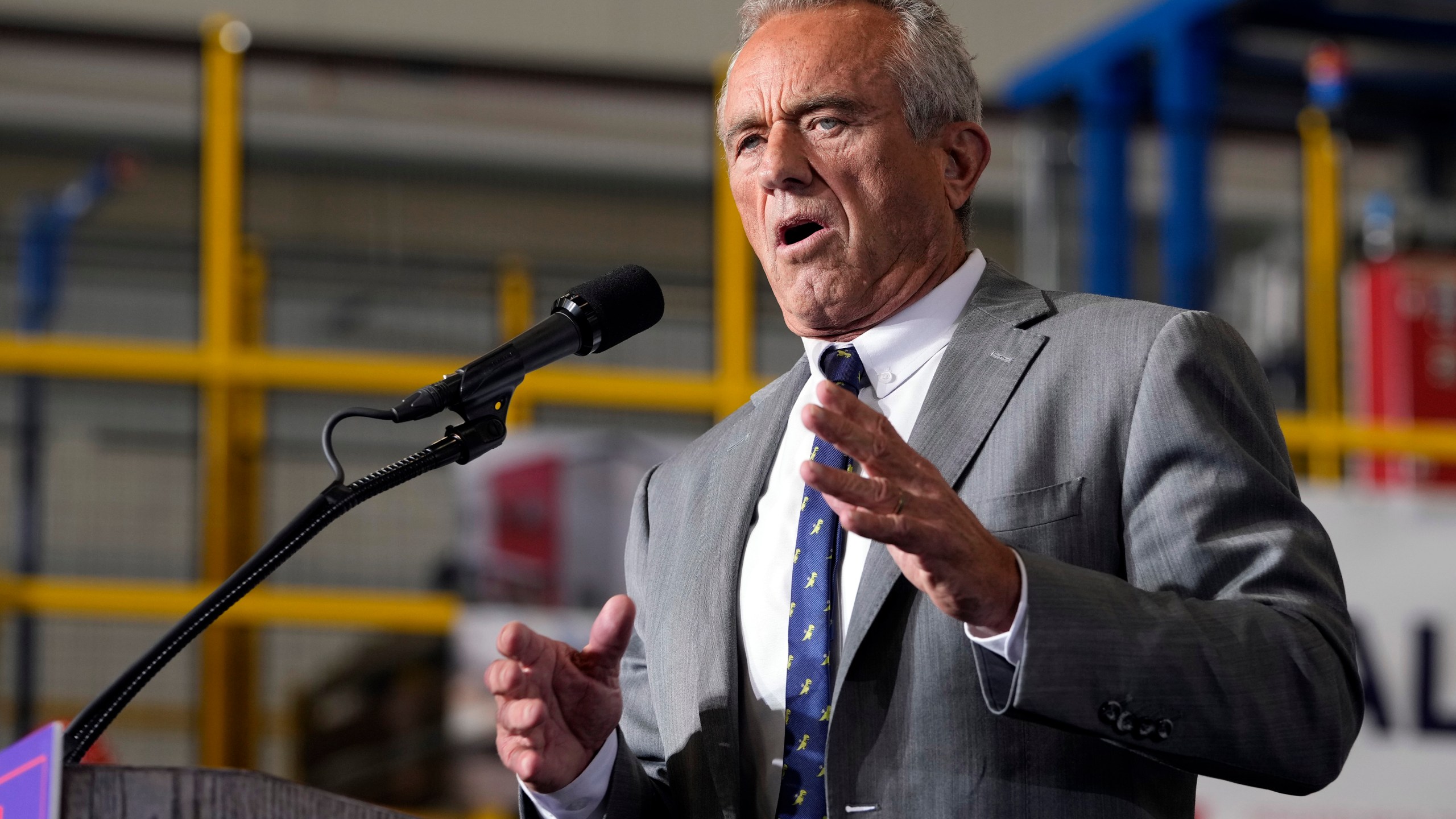 Robert F. Kennedy Jr. speaks at a Trump campaign event.