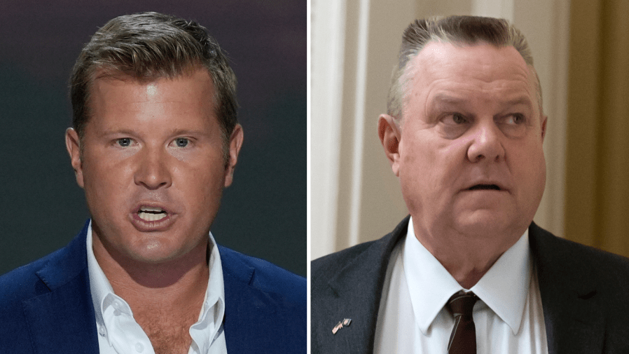 Republican challenger Tim Sheehy, left, and Sen. Jon Tester, right.