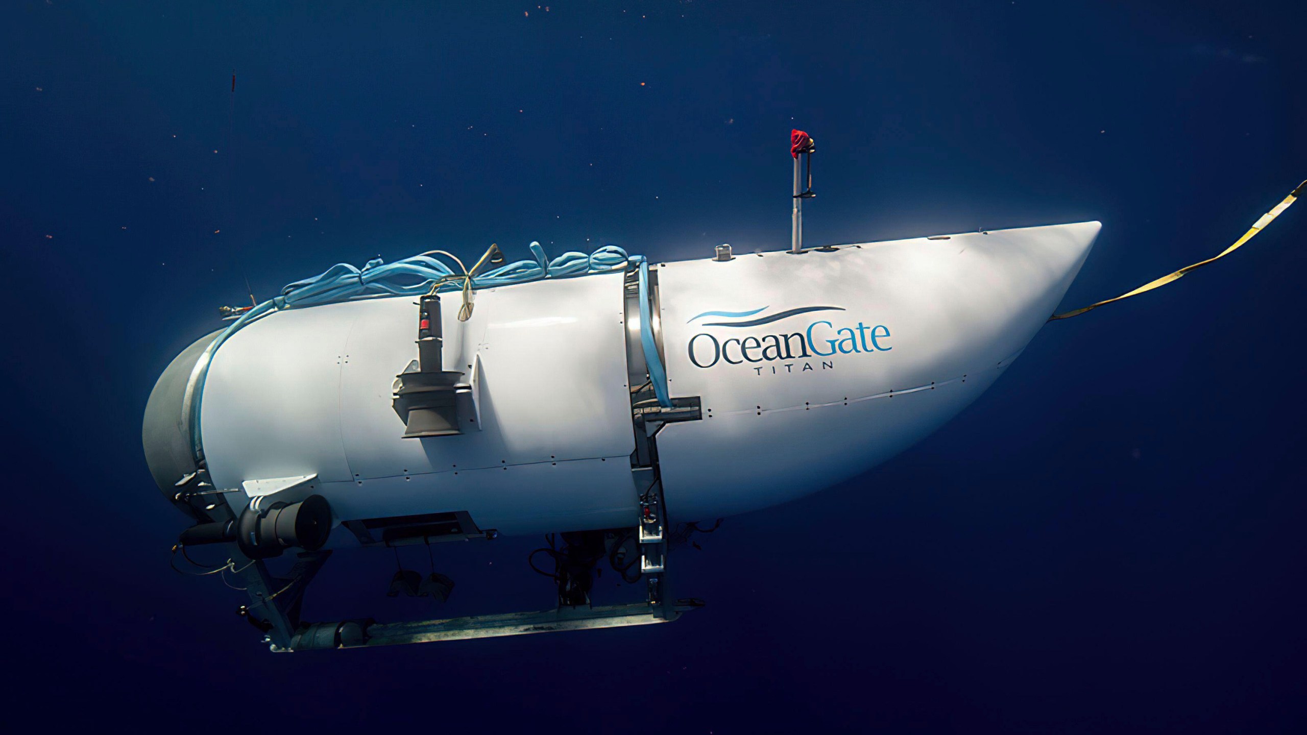 This photo provided by OceanGate Expeditions shows a submersible vessel named Titan used to visit the wreckage site of the Titanic.