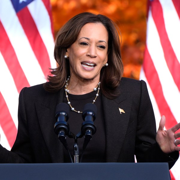 Democratic presidential nominee Vice President Kamala Harris speaks at a campaign rally in Riverside Park, Friday, Oct. 18, 2024, in Grand Rapids, Mich. (AP Photo/Paul Sancya)