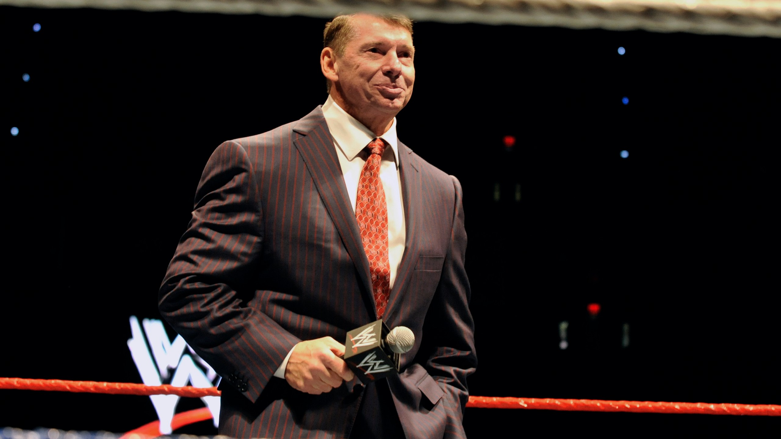Vince McMahon speaking to an audience.