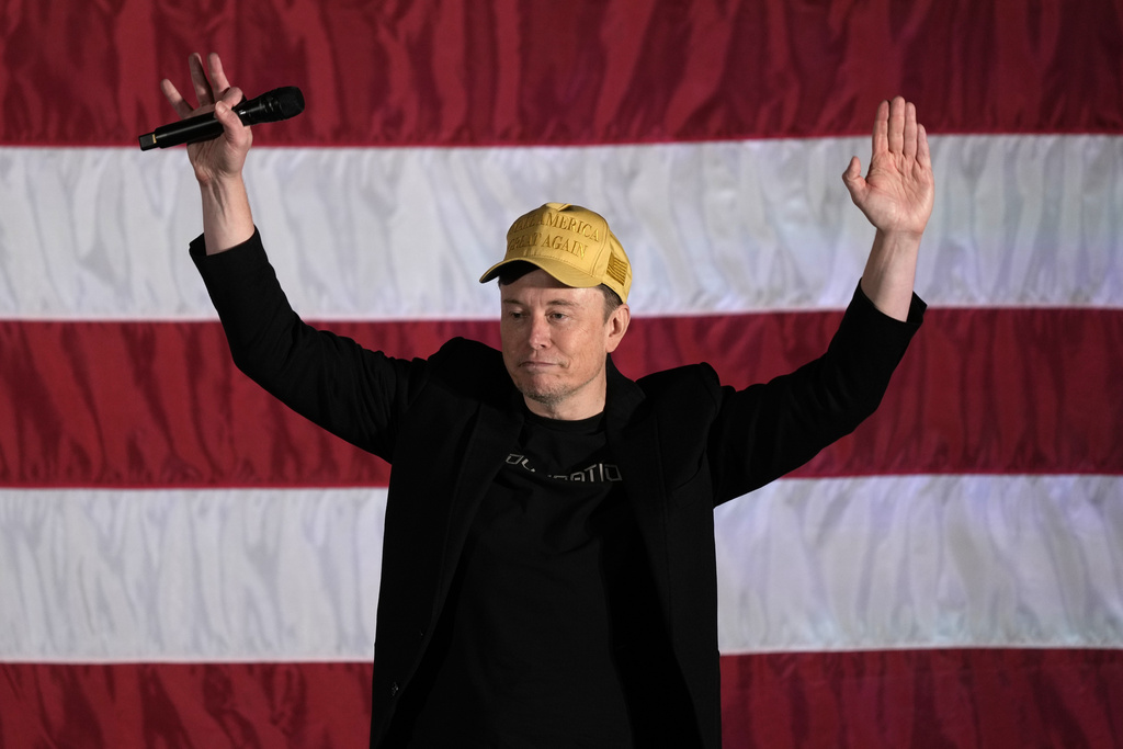 Elon Musk at a Donald Trump rally on Oct. 17, 2024 in Pennsylvania.