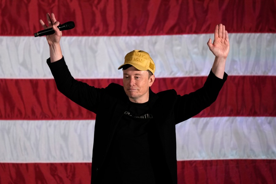Elon Musk at a Donald Trump rally on Oct. 17, 2024 in Pennsylvania.