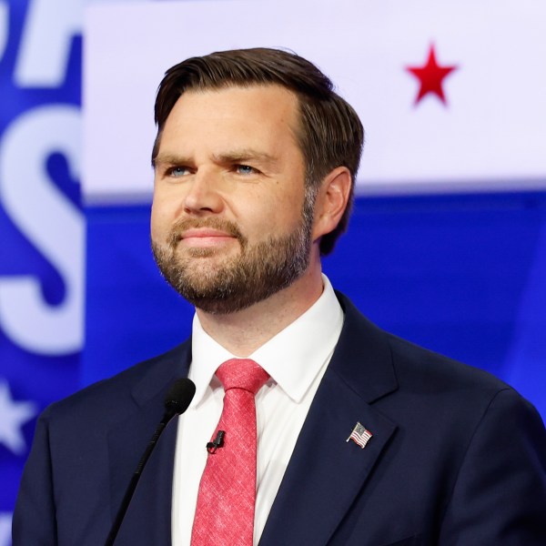 Republican vice presidential candidate Sen. JD Vance (R-OH) participates in a debate at the CBS Broadcast Center on October 1, 2024 in New York City.