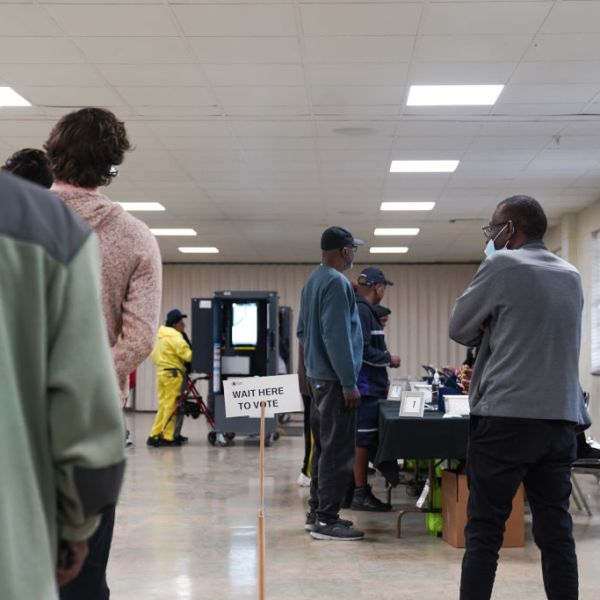 Voters in an polling place
