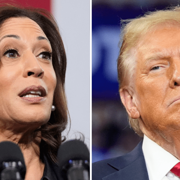 A composite photo of Kamala Harris and Donald Trump.
