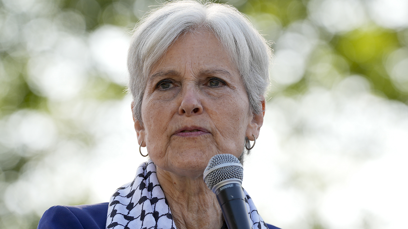 Green Party presidential candidate Jill Stein speaks during a rally.