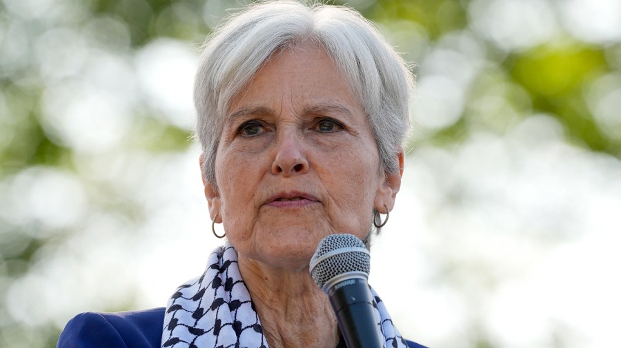 Green Party presidential candidate Jill Stein speaks during a rally.