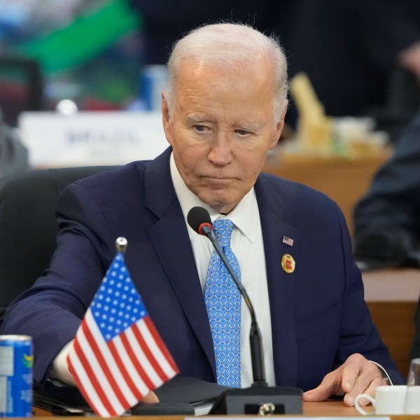 U.S. President Joe Biden attends the G20 Summit leaders meeting in Rio de Janeiro, Monday, Nov. 18, 2024. (AP Photo/Eraldo Peres)