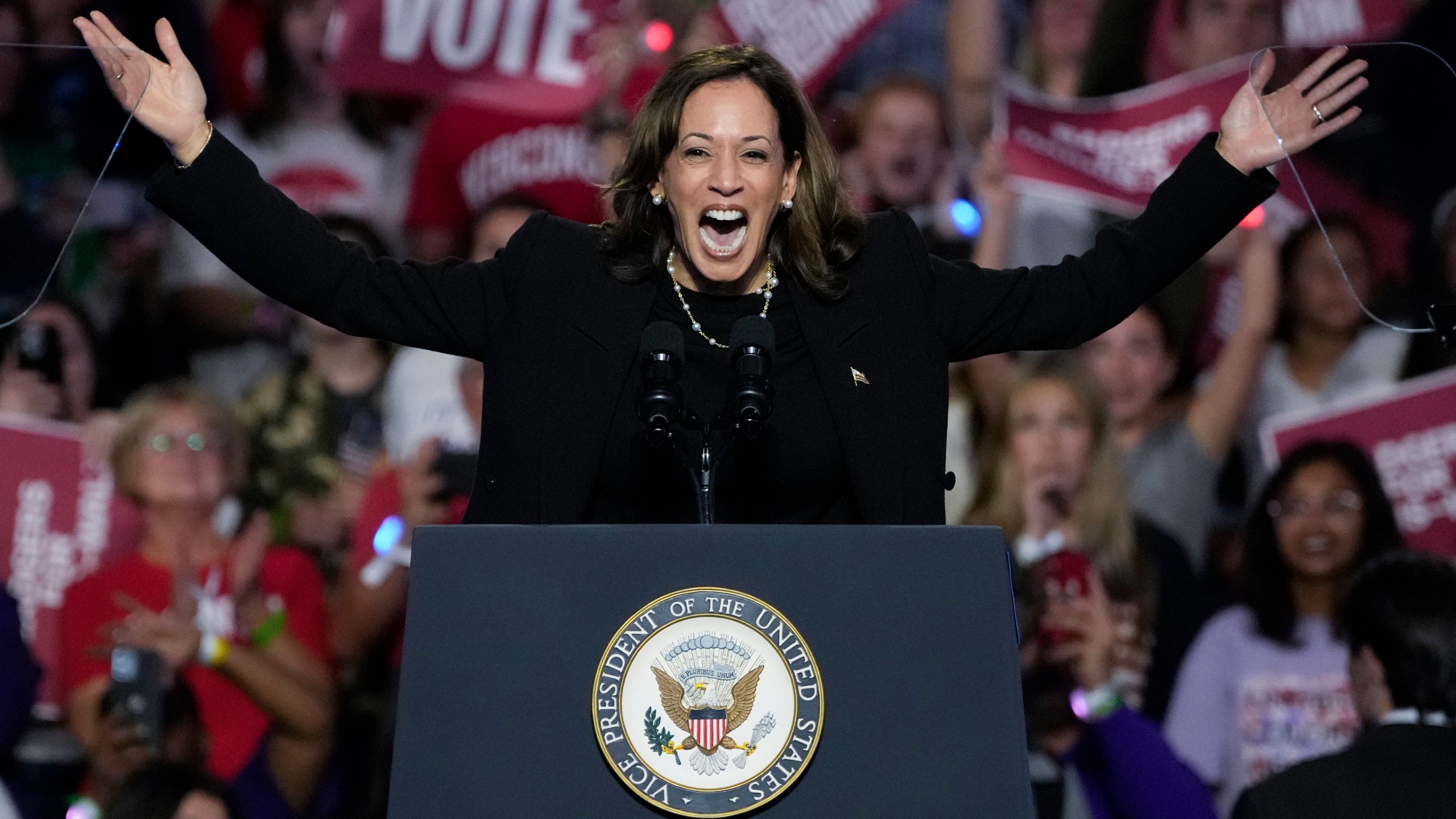 Kamala Harris at a rally in Wisconsin.