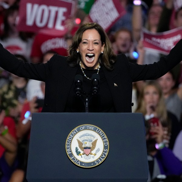 Kamala Harris at a rally in Wisconsin.