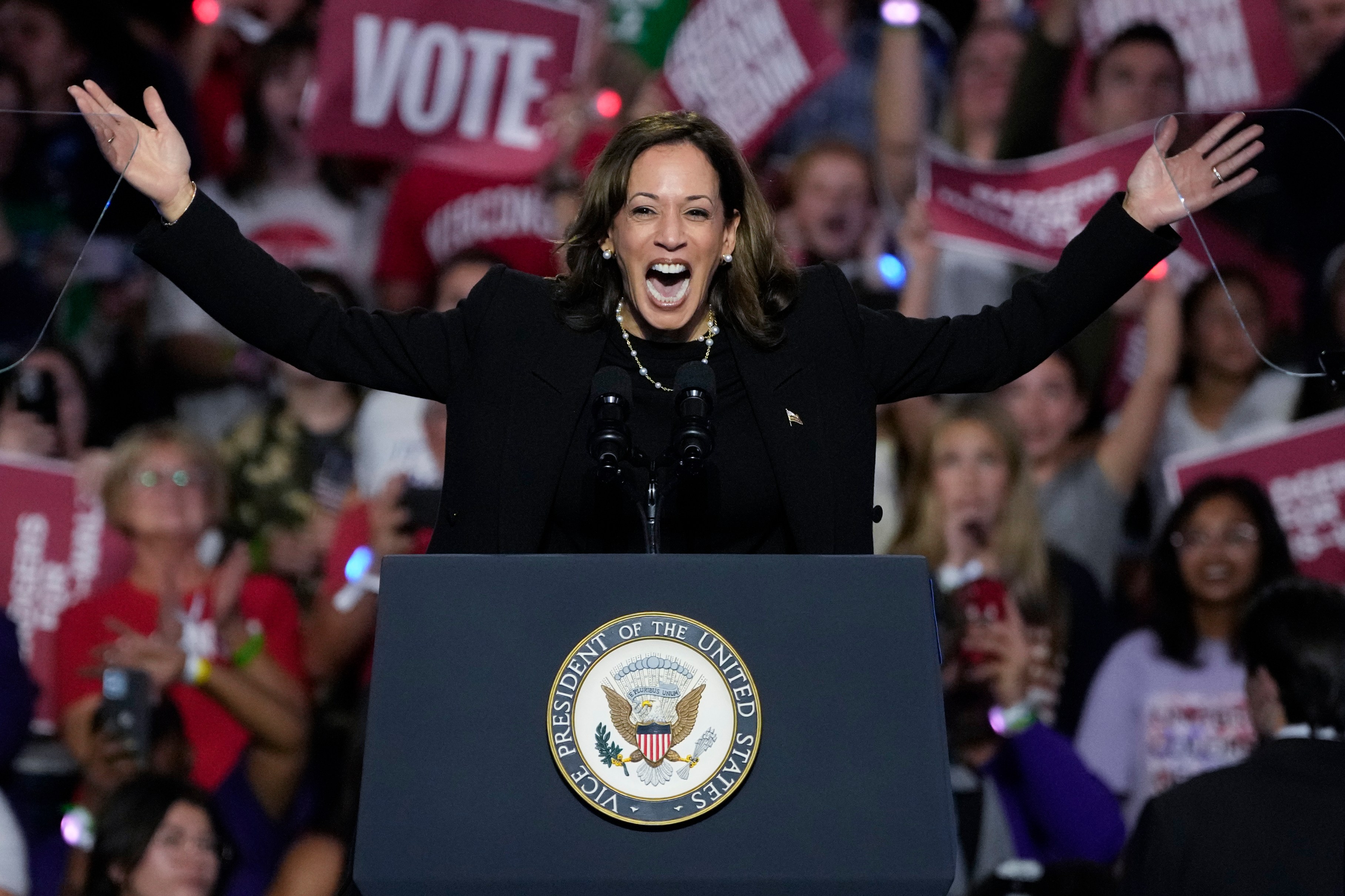 Kamala Harris at a rally in Wisconsin.
