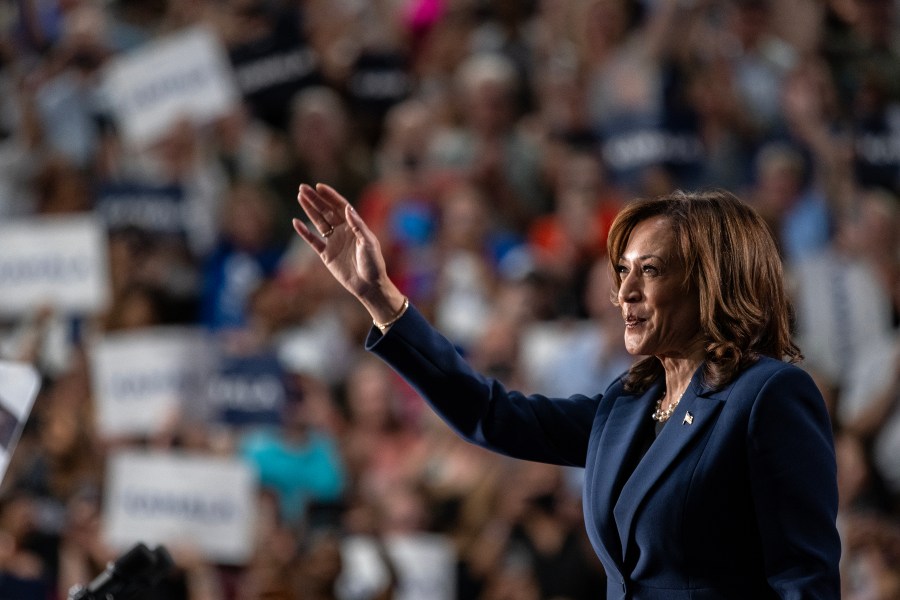 Kamala Harris speaks at a rally.