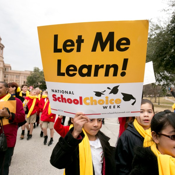 Students, educators and policy makers rally for school choice at the Texas Capitol on Friday advocating a voucher plan where parents could choose to remove children from low-performing public schools into better charter schools.