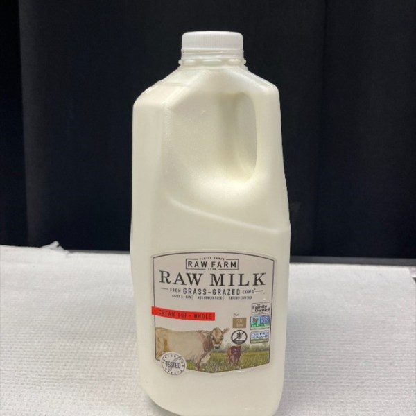 A picture of raw milk from Raw Farm, LLC in Fresno, California.