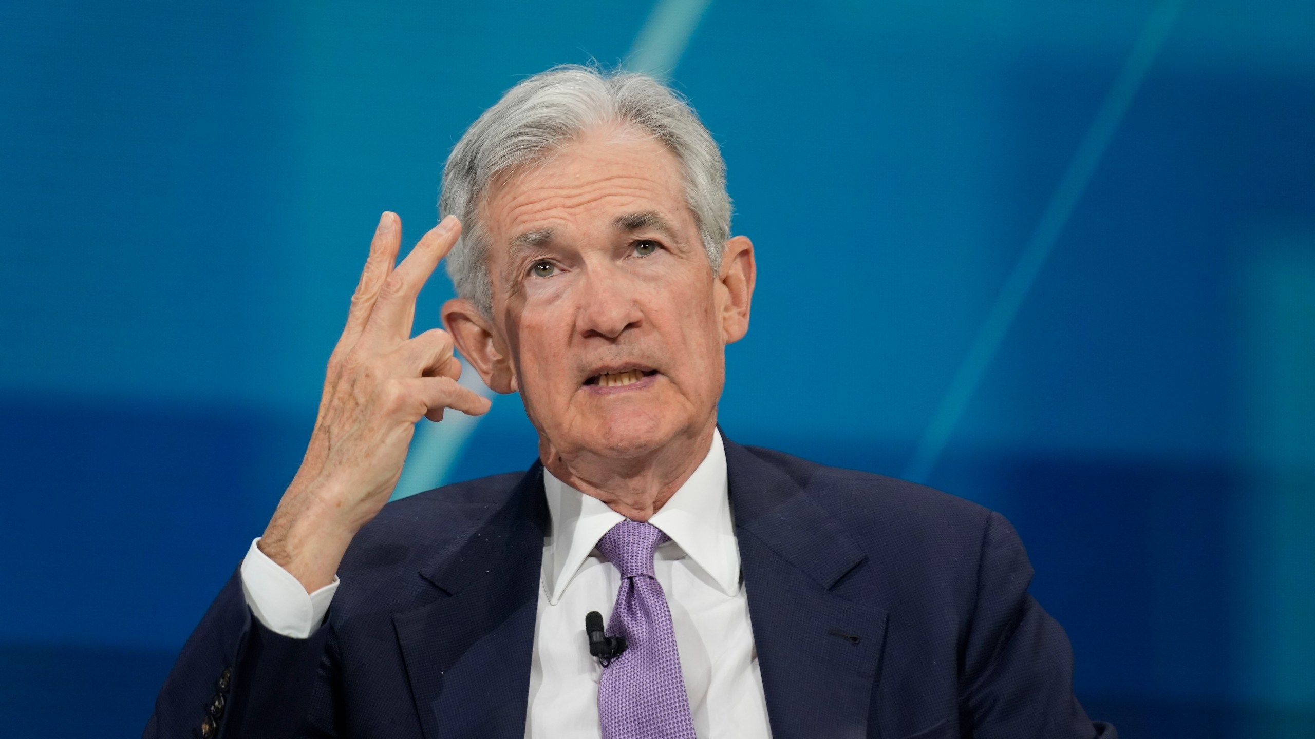 Federal Reserve chair Jerome Powell speaks at the DealBook Summit in New York, Wednesday, Dec. 4, 2024. (AP Photo/Seth Wenig)