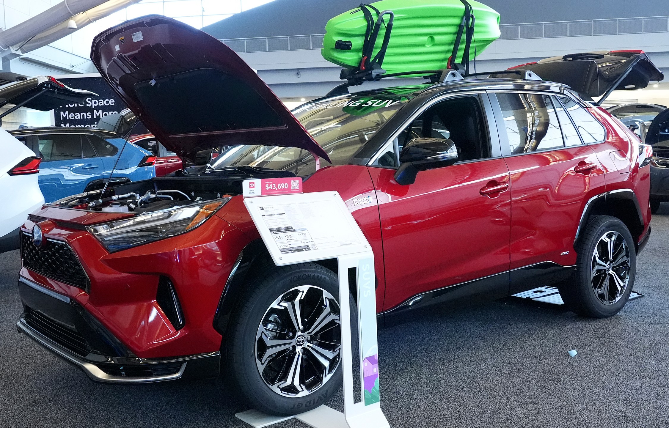 FILE - A Toyota RAV4 Prime is displayed at the Pittsburgh International Auto Show in Pittsburgh, Feb. 15, 2024. (AP Photo/Gene J. Puskar, File)