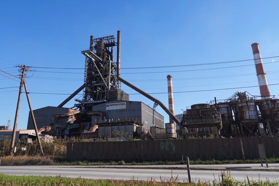 Exterior of Blast Furnace No. 1 at Nippon Steel's Kashima Plant in Kashima, Japan on Friday, Dec. 6, 2024 (AP Photo/Ayaka McGill)