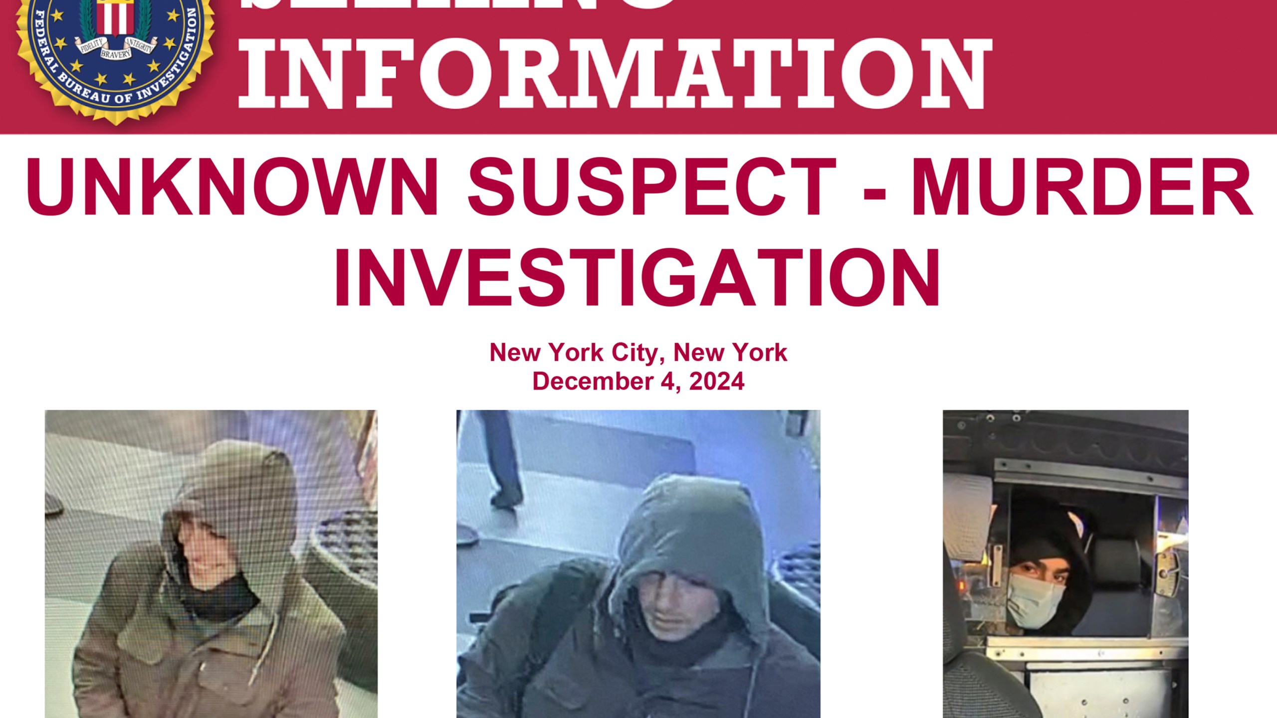 A poster issued by the Federal Bureau of Investigation shows a wanted unknown suspect. (FBI via AP)