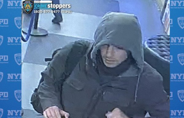 Surveillance footage of a person of interest sought for questioning by the NYPD.