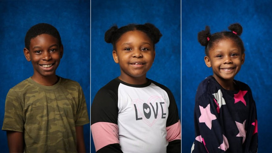 A composite photo of three abducted children.